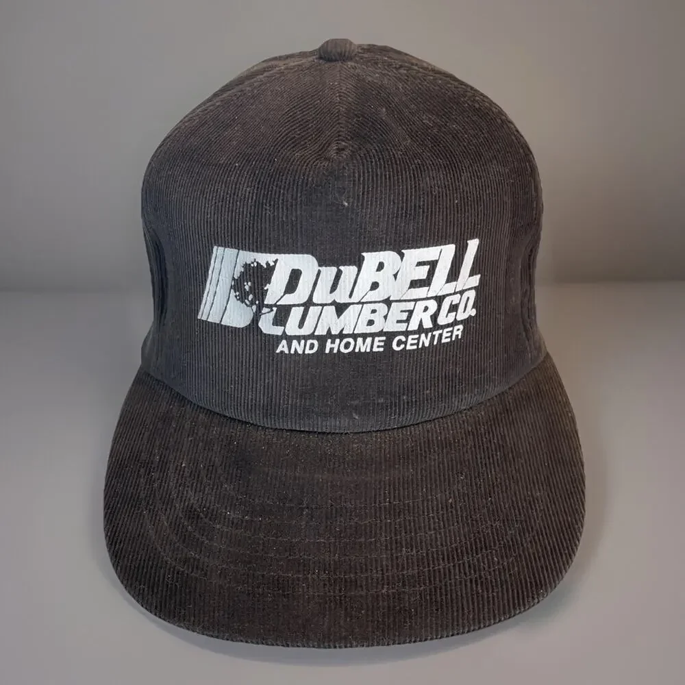 Vintage Black Dubell Lumber Corduroy One Size Adult Strapback Trucker Hat 5